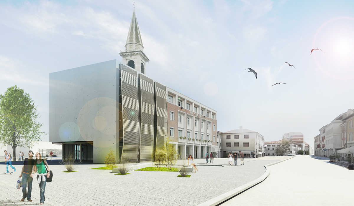 Render dell'edificio a supporto del Municipio del Comune di Codroipo